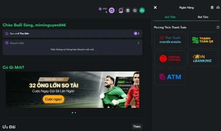 Các phương thức nạp tiền V9Bet