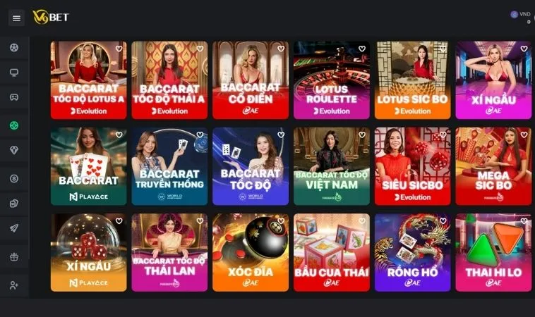 Đa dạng các thể loại game để trải nghiệm tại sảnh Casino Online V9BET