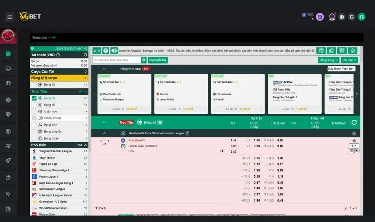 Bảng kèo cá cược bóng đá V9Bet